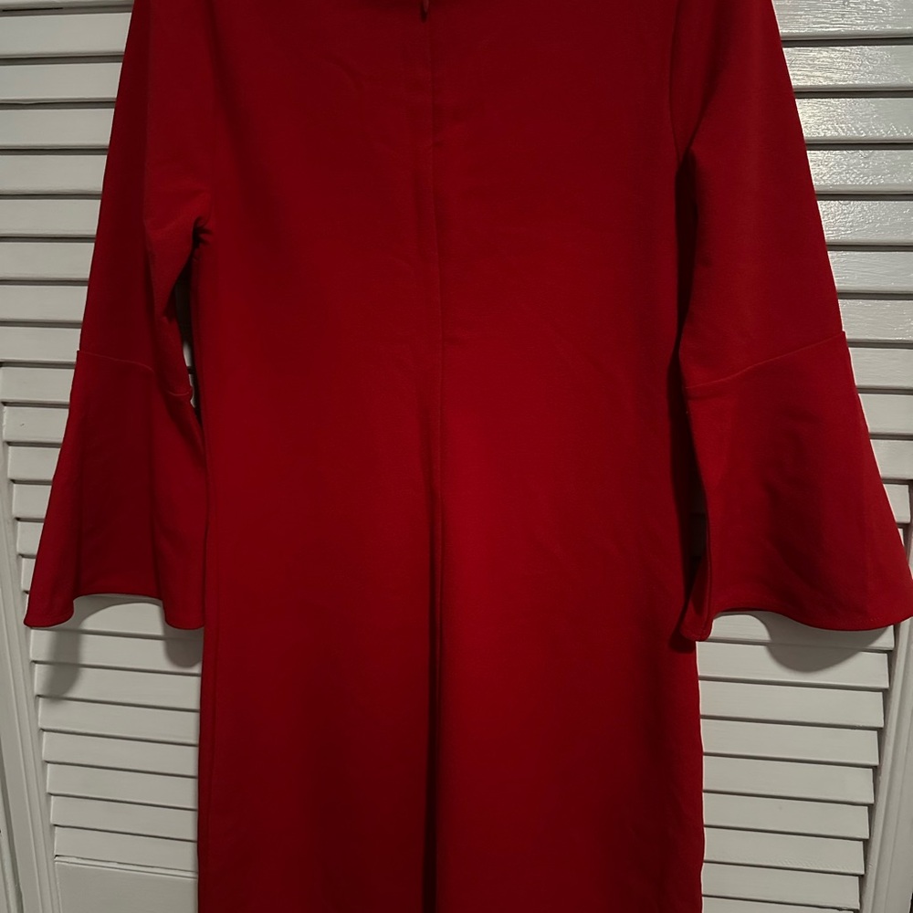 Express Vibrant Red Long Sleeve Dress